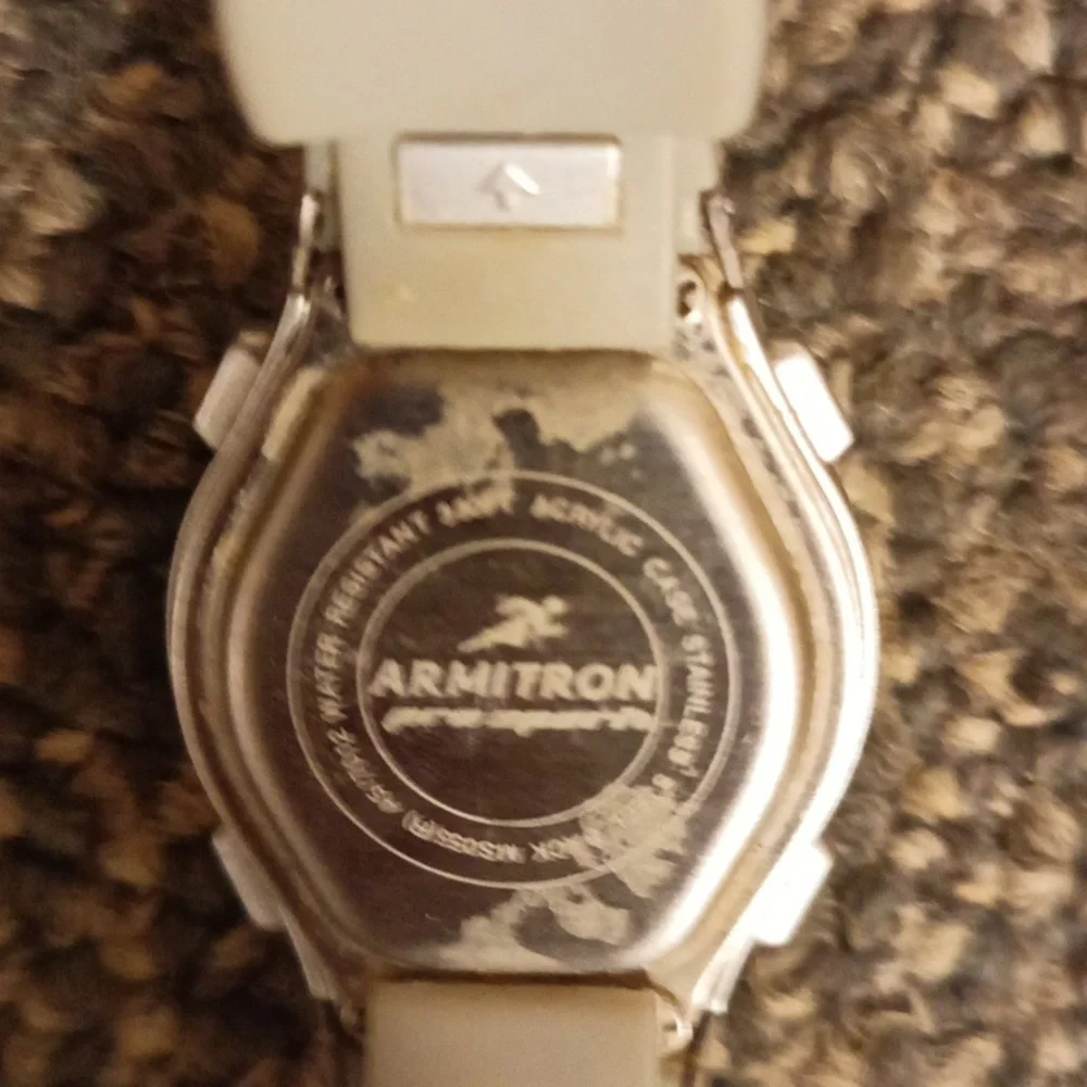 Armitron Silver Silicone Buckle Strap Digital Watch Slim Design